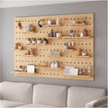 Pegboard Wall Storage Shelf,Pegboard Tool Organizer, Wooden Peg Board, Storage and Display Panels, Decorative Wall Hook Rack, Pegboard Combo Kit,for Kitchen, Study Room, Garage(Brown,A)