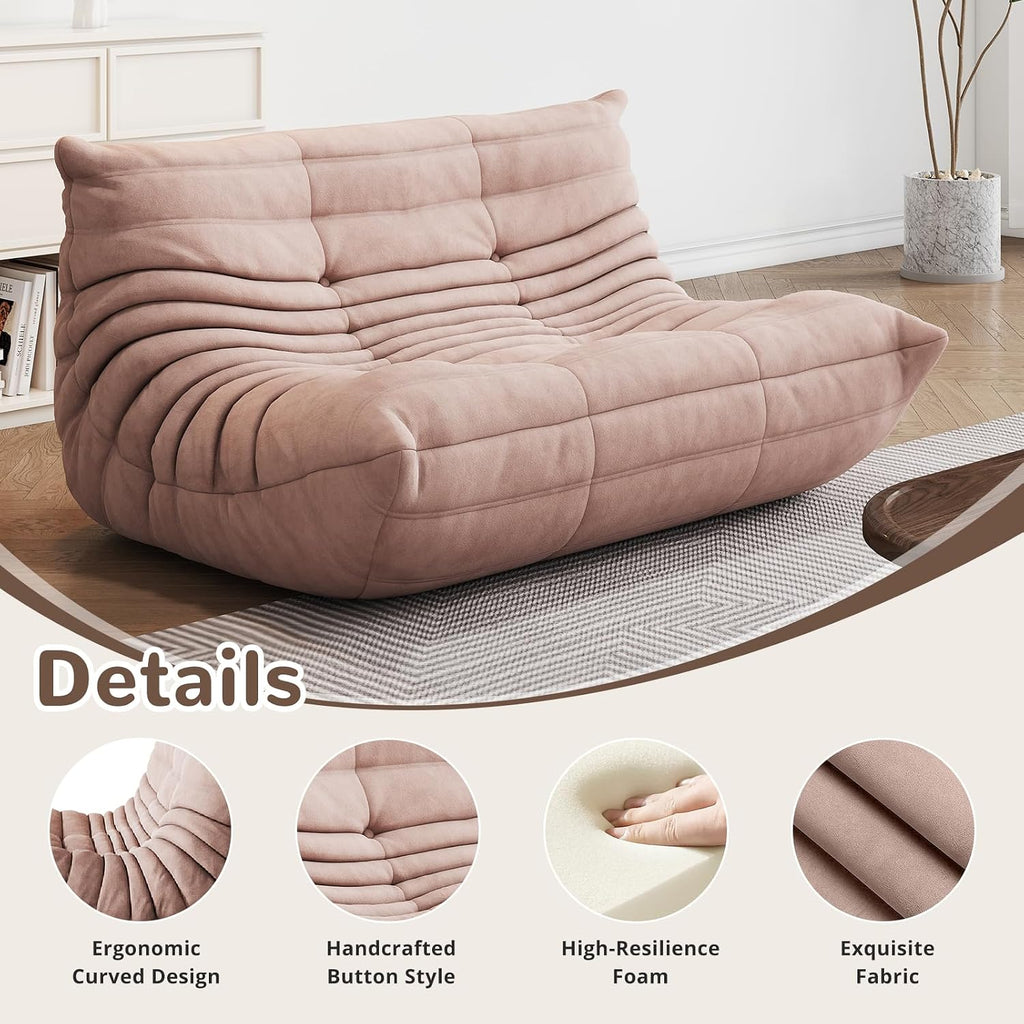 Bean Bag Chair - Corner Sofa, Fireside Chair Bean Bag Sofa Large Bean Bag Chair for Adults,Fireside Floor Couch for Living Room, Bedroom, Gaming (Yellow, Single) (Pink, Loveseat)