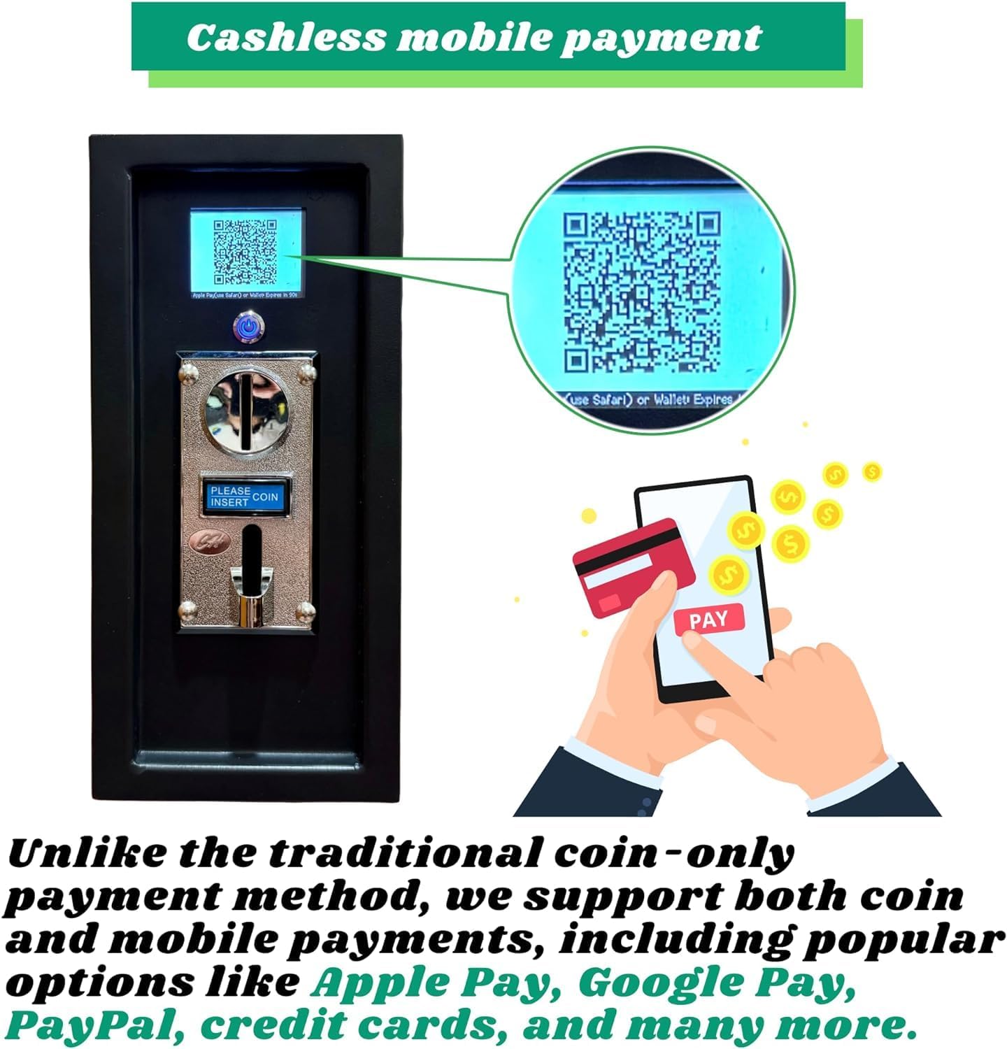 Sintron ST-004 110V LCD Coin & Mobile Contactless Payment - Apple Pay Google Pay Paypal Venmo Cash App Operated Timer Control Power Box for Massage Chairs, Shoe Polisher, Washer Washing Machine, Dryer