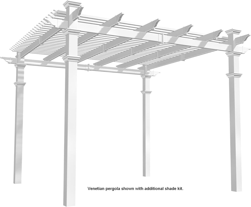 Vita 1.5 inch Square x 156.75 inch Long White Vinyl Additional Shade Kit for Vita Brand 12 Foot x 12 Foot Pergola, PVC, BPA and Pthalate Free, Outdoor Living, VA42056