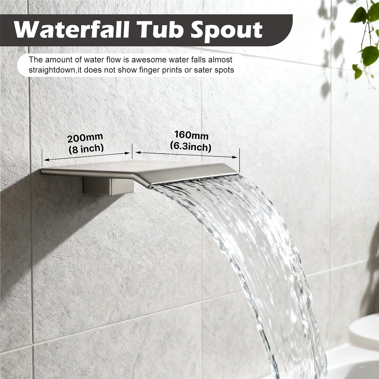 Midanya Shower System with Tub Spout,Bathtub Shower Faucet Set with Square Rainfall Head and Handheld Sprayer Wall Mount Tub Faucet Set with Valve and Trim Kit,12 Inch Brushed Nickel
