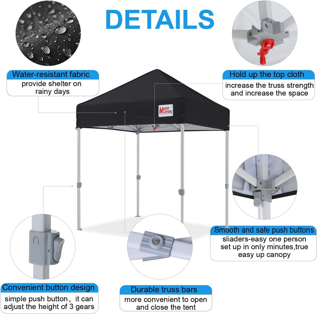 MASTERCANOPY Pop Up Canopy Tent Commercial Grade Instant Shelter (5x5, Black)