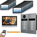 Wired Video Apartment Intercom System,6/12/18/24 Units 7 Inch Monitor 1080P Doorbell Intelligent Doorphone Kit with Motion Detection,Anti-Tamper Alarm,3 in 1 Unlock for Flat House,Tuya (18 Monitor)