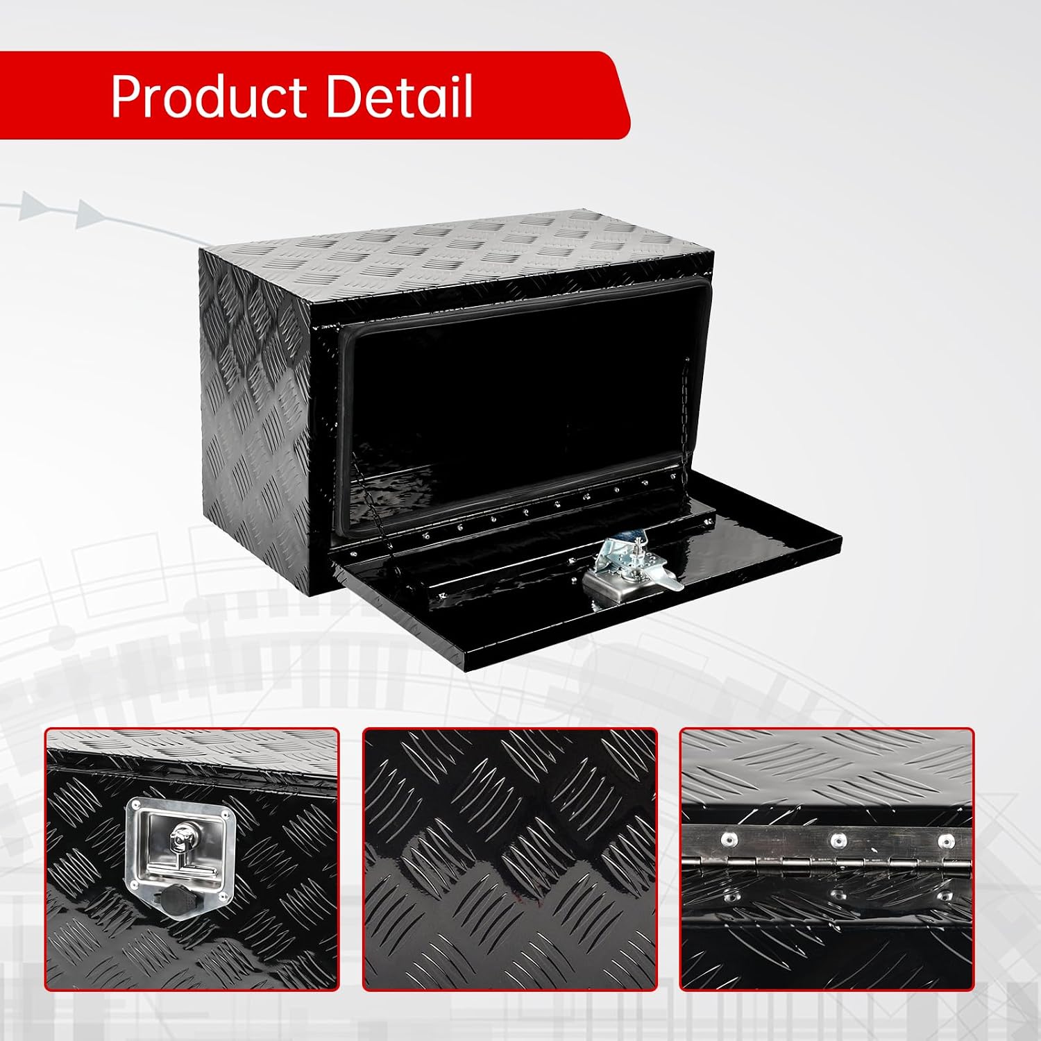 24'' Inch Aluminum Underbody Truck Box with T-Handle Latch,14 x 12 x 24 Inch Underbed Toolbox With Durable Lock Silver For Storage And Organization