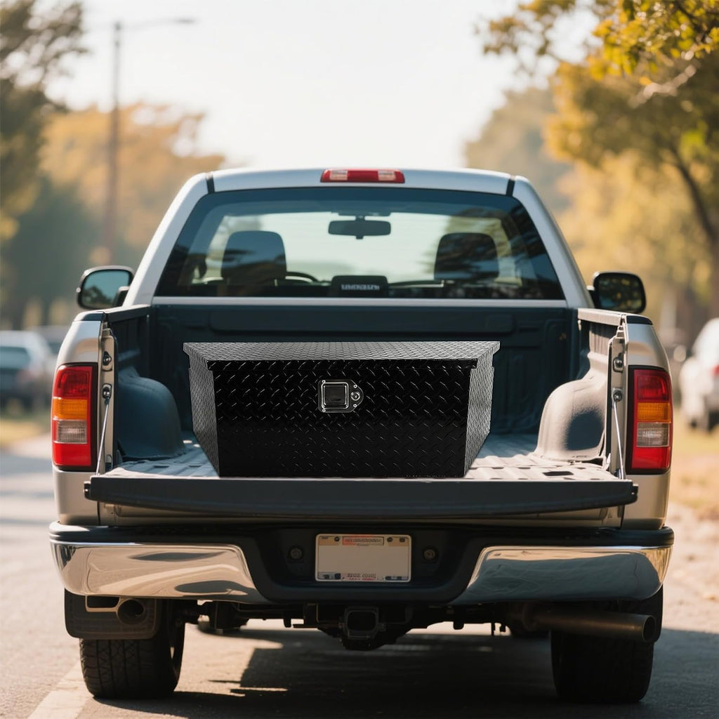 39 Inch Trailer Tongue Tool Box, Aluminum Trailer Tool Box with Lock and 2 Keys, 39' x 16.5' x 12' Heavy Duty Trailer Storage Box for Pickup Truck Bed, Black