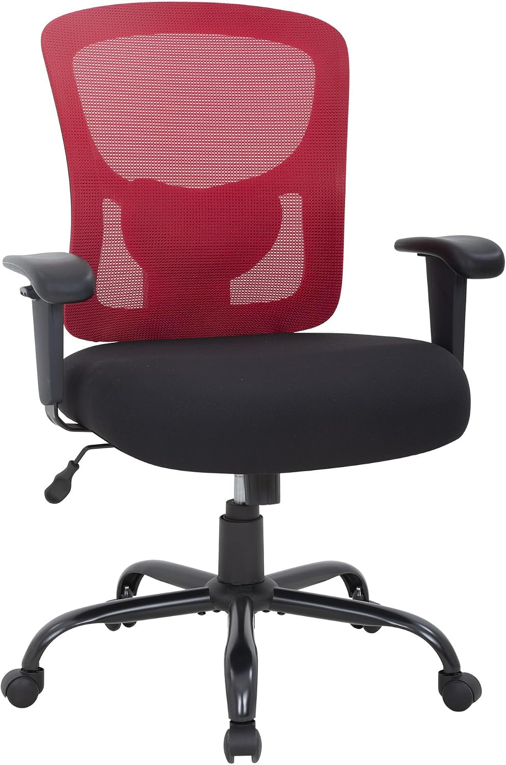 BestOffice Big & Tall Office Chair, 400 lb Capacity Mesh Desk Seating with Lumbar Support, Wide Seat, Adjustable Arms, Rolling Swivel High-Back Ergonomic Executive Task Model for Home Office, Red