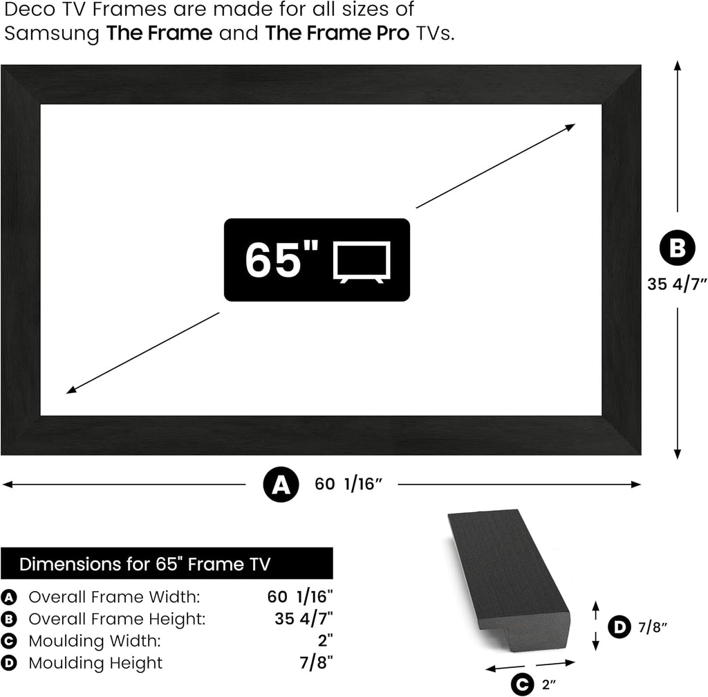 Museum Espresso 65' Slim Deco TV Frame - Compatible ONLY with Samsung The Frame TV and Pro TVs (Fits 2021-2026, LS03A, LS03B,LS03C,LS03D,LS03FA,LS03FW)