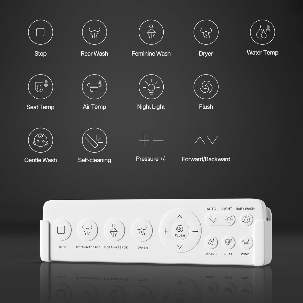 Smart Toilet, Eridanus One Piece Bidet Toilet for Bathroom, Toilet with Heated Bidet Seat, Adjustable Warm Water Wash & Dryer, Foot Sensor Flush, Tankless Toilet with LED Display, White