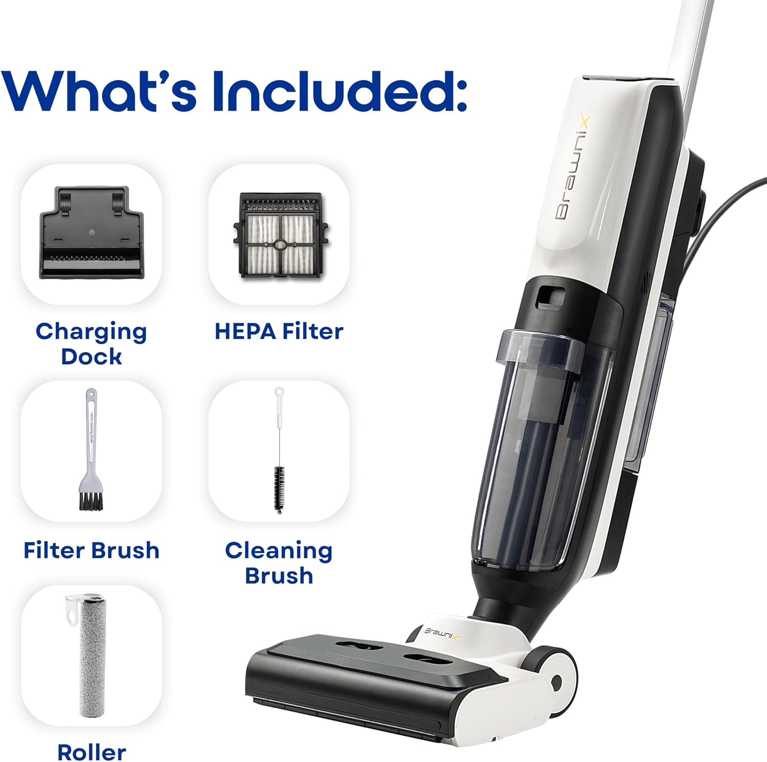 Wet Dry Vacuum and Mop for Hard Floors | Digital Display | Great for Sticky Messes, Pet Hair, Picks Up Debris & Deep Scrubs | Self Cleaning | Vacuum Cleaner for Hard Floors and Area Rugs