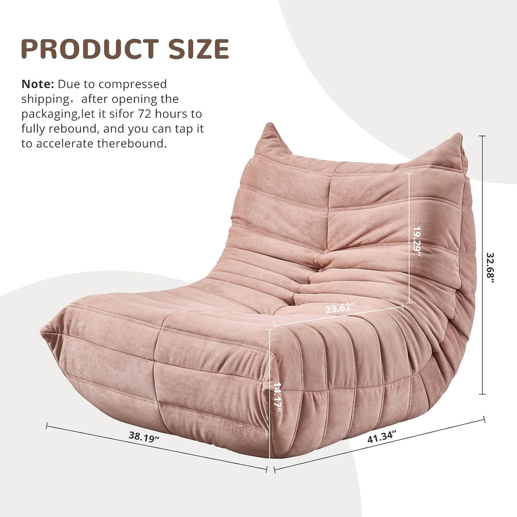 Bean Bag Chair - Corner Sofa, Fireside Chair Bean Bag Sofa Large Bean Bag Chair for Adults,Fireside Floor Couch for Living Room, Bedroom, Gaming & Office (Yellow, Single) (Pink, Single)