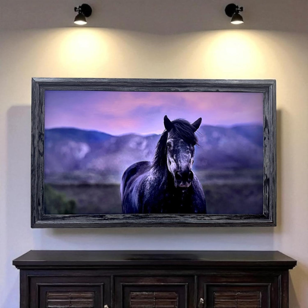 32, 43, 50 & 55 Inch Handmade wood TV Frame for Samsung The Frame TV, Rustic Distressed Black finish (not for use with other models) (43 INCH)