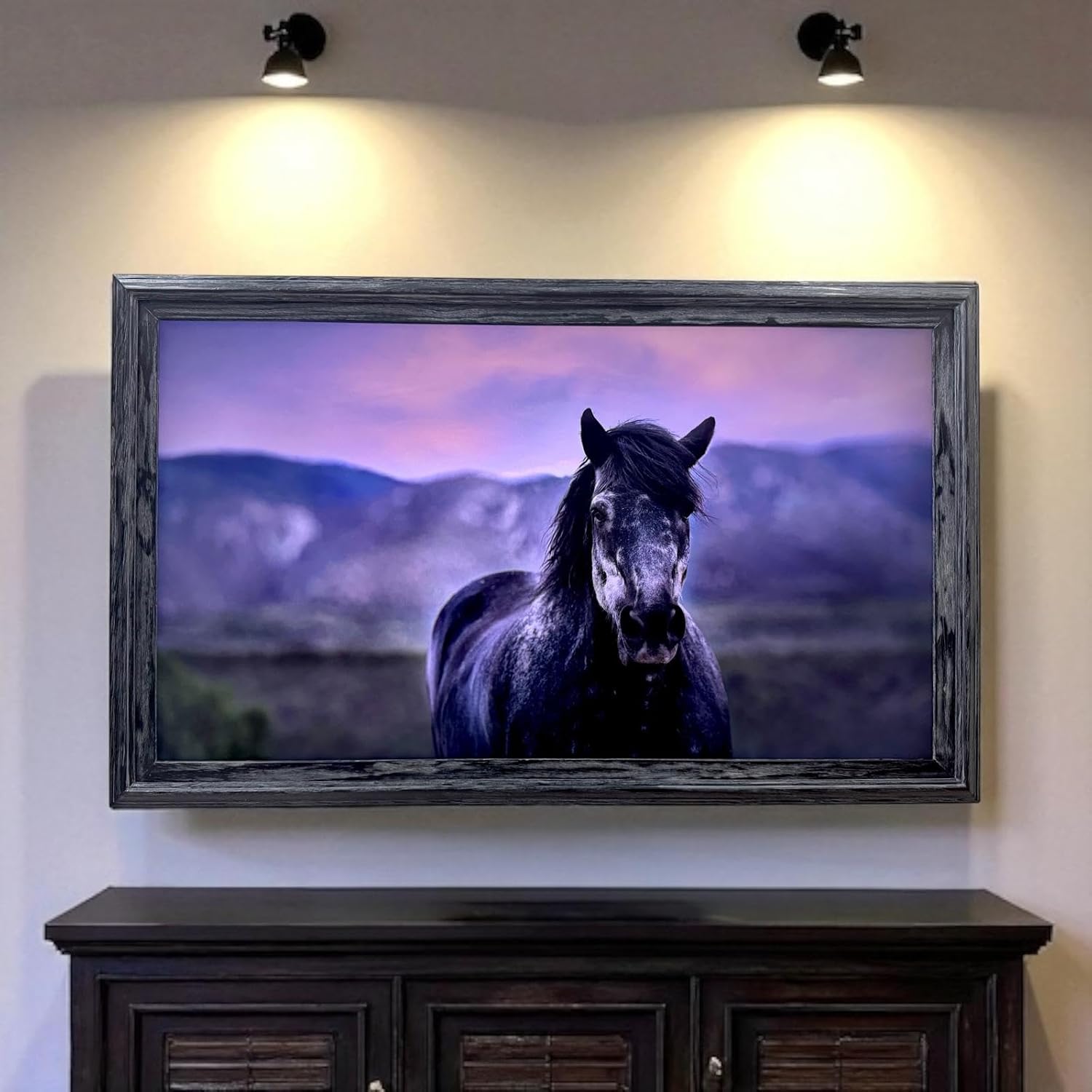 32, 43, 50 & 55 Inch Handmade wood TV Frame for Samsung The Frame TV, Rustic Distressed Black finish (not for use with other models) (43 INCH)