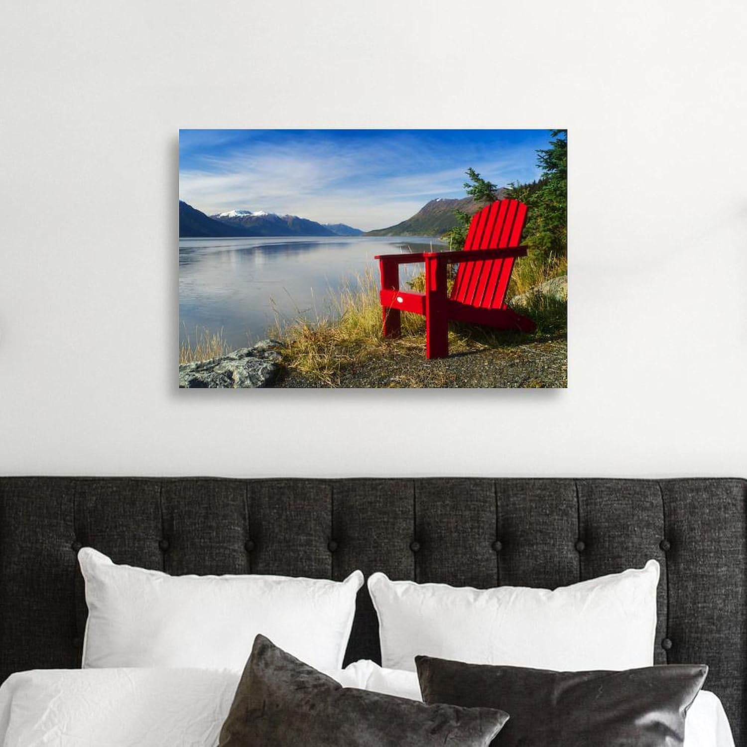 CafePress Canvas Wall Art Beach Red Adirondack Chair Ready to Hang for Living Room, Bedroom or Office