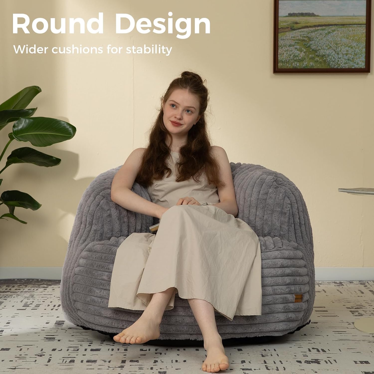 EBENCHICO Bean Bag Chair for Adults and Teens, Comfy Cozy Bean Bag Chairs,Beanbag Chair for Dorm Lazy Couch Sofa Chair Living Room Gaming,Reading