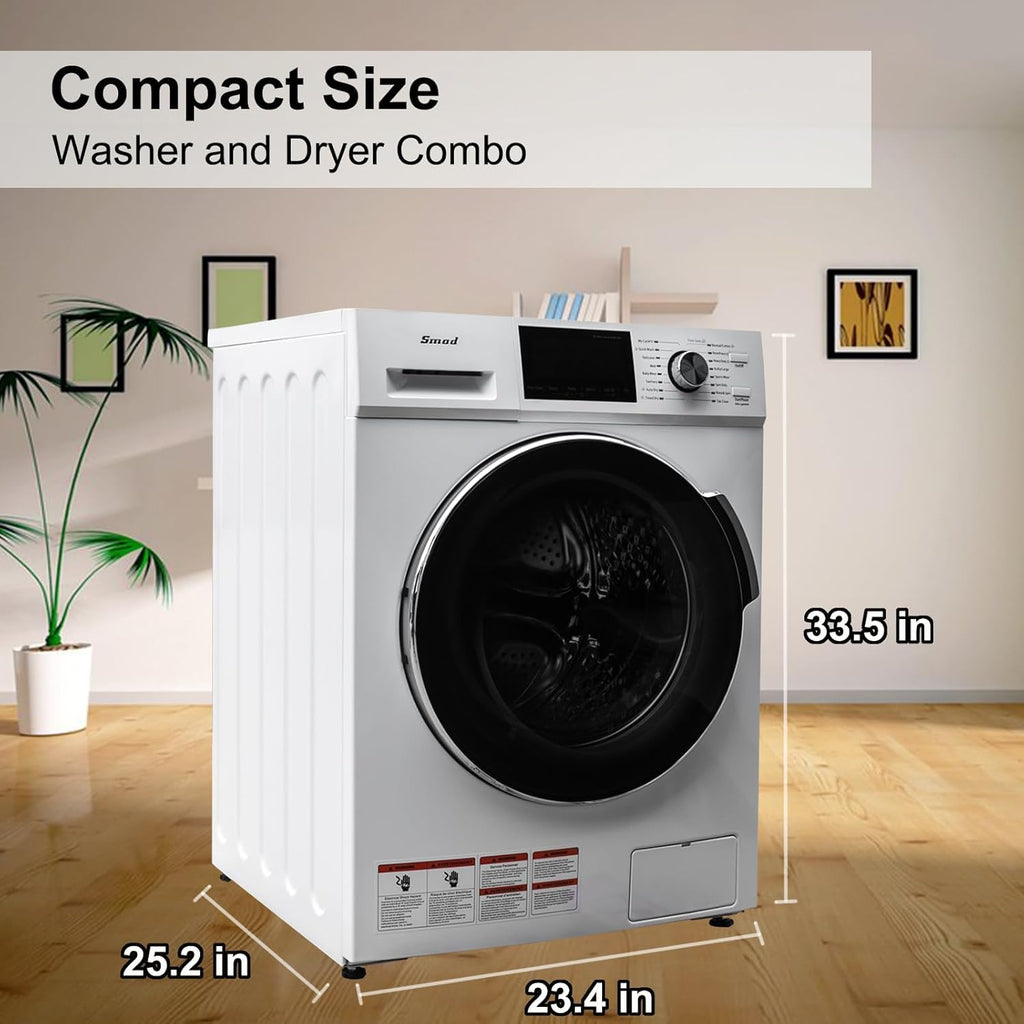 Smad 2-in-1 Washer and Dryer Combo 24', 2.7 Cu. Ft. Front Load All-in-one Washer Dryer Ventless for Apartment, Dorm, RV, 16 Cycles, Compact Space Saver