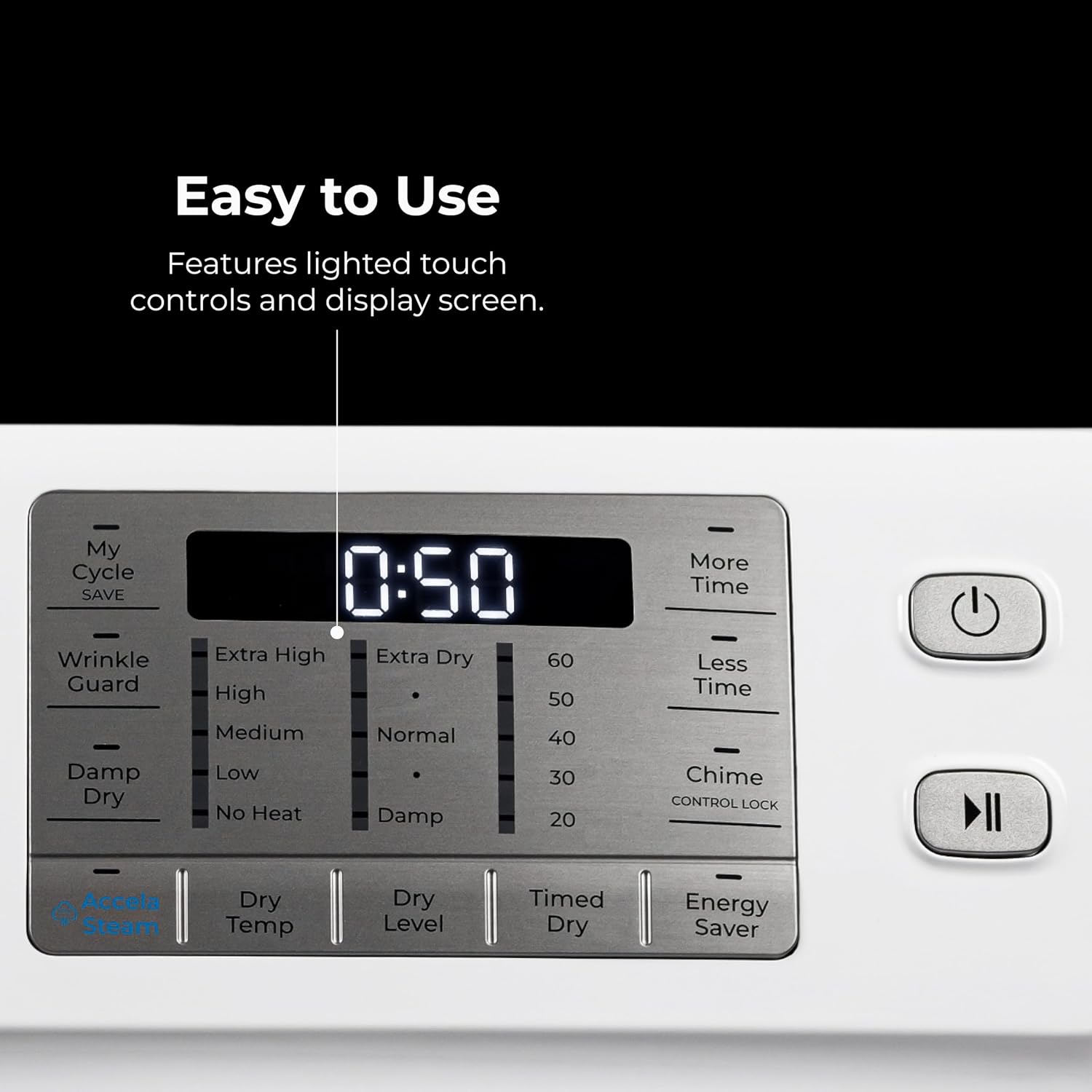Kenmore 8.0 cu. ft. Front Load Electric Dryer with Wrinkle Guard & Accela Steam to Reduce Wrinkles, Static & Odors - Smart Sensor Drying - LED - ENERGY STAR Certified - White