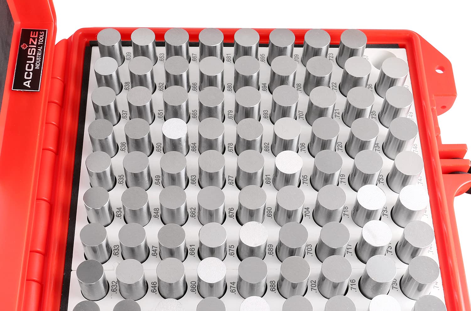 Accusize Industrial Tools 0.626''-0.750'', 125 Pcs Steel Plug Pin Gauge Set, Minus, Class Zz, M4(-)