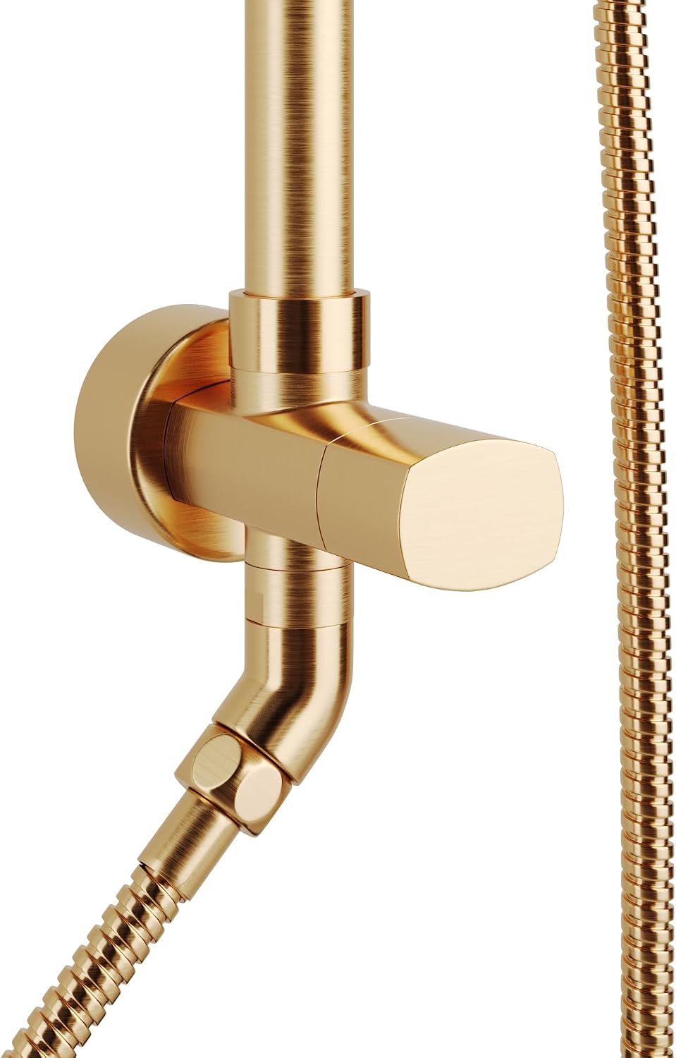 PULSE ShowerSpas Kauai III Brushed Gold Rain Shower Head with Handheld Spray - 1.8 GPM, 8' Showerhead, 5-Function HandShower, Adjustable Slide Bar - Shower Heads with Handheld Spray Combo