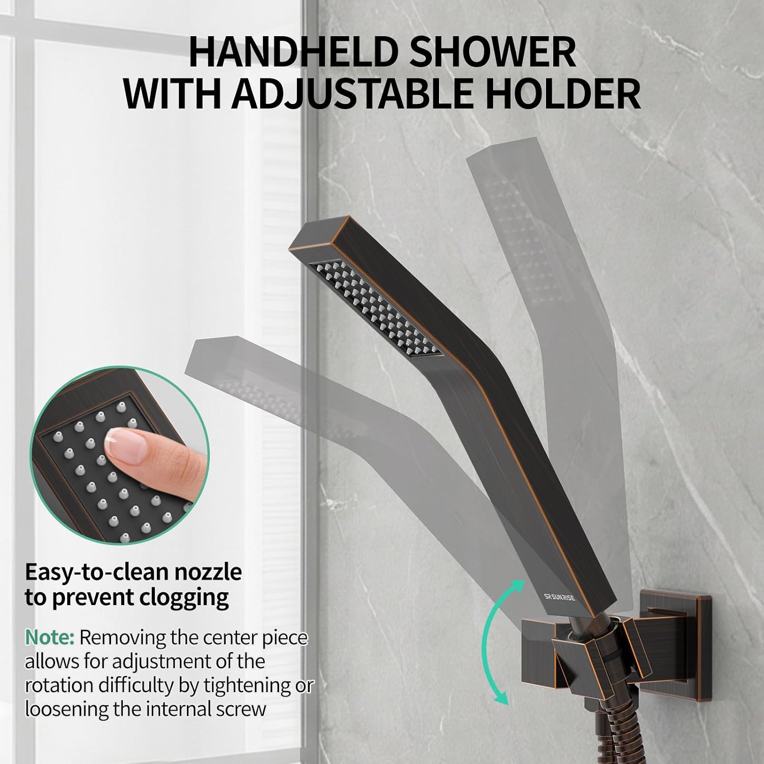 SR SUN RISE 12 Inch Oil Rubbed Bronze Shower System Brass Bathroom Luxury Rain Mixer Shower Combo Set Ceiling Mounted Rainfall Shower Head System Faucet Trim Repair Kits with Rough-In Valve and Trim