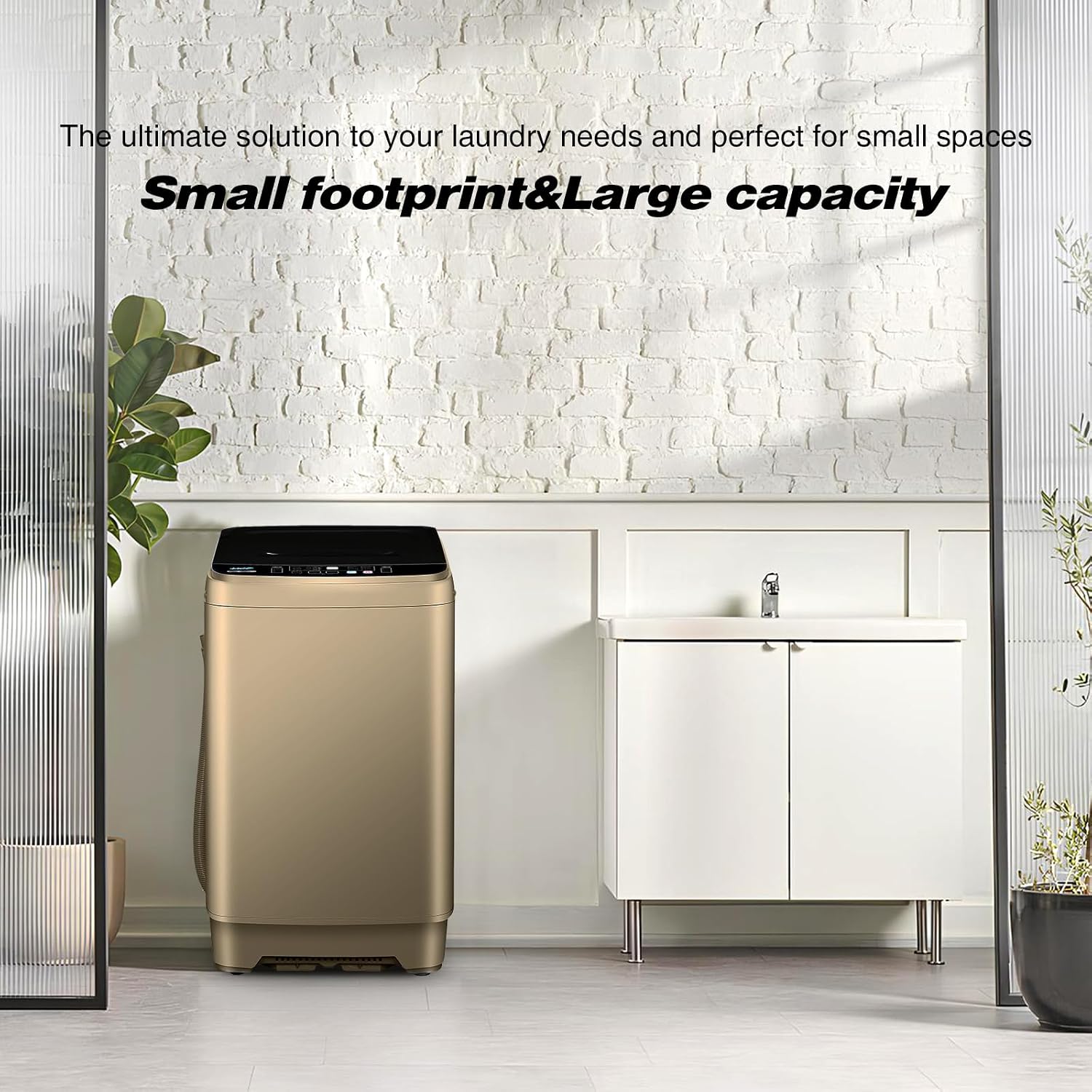 Portable Washing Machine Full Automatic 17.7lbs Small Washing Machine for Apartment 10 Wash Program with Drain Hose, Portable Washer Machine for Dorm, College, RV, Golden