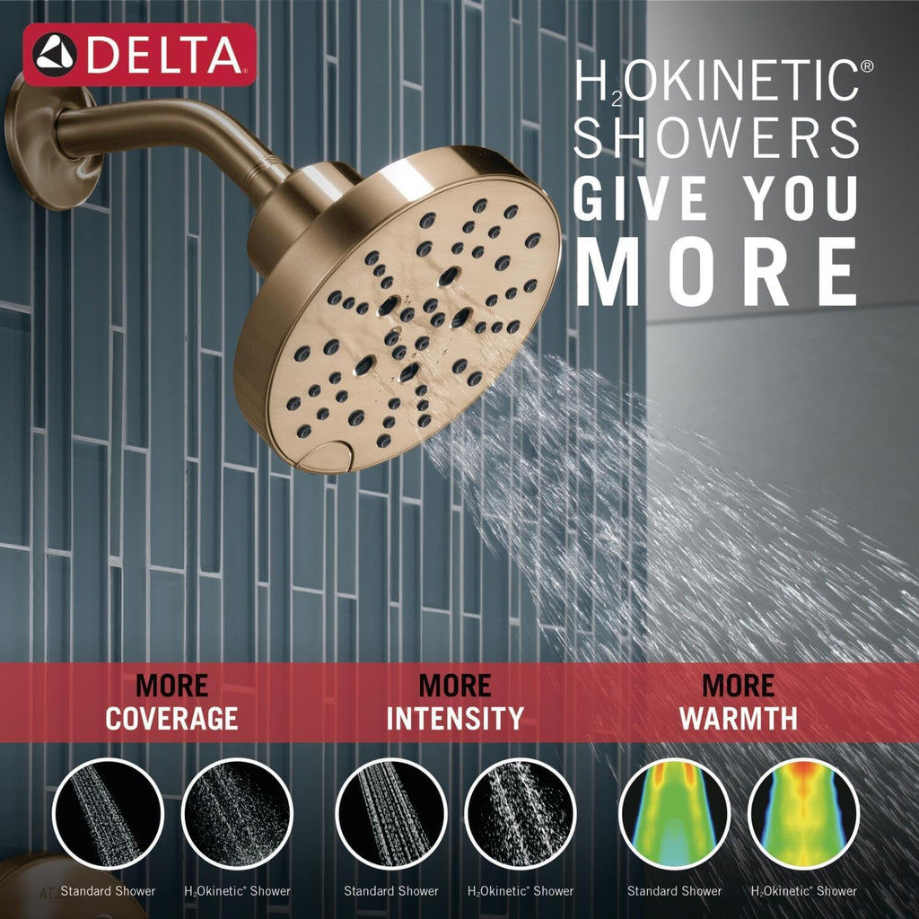 Delta Nicoli 14 Series H2Okinetic Shower Faucet Set, Brushed Gold Shower Head and Handle Set, Valve Trim Kit, Champagne Bronze 142749-CZ (Shower Valve Included)