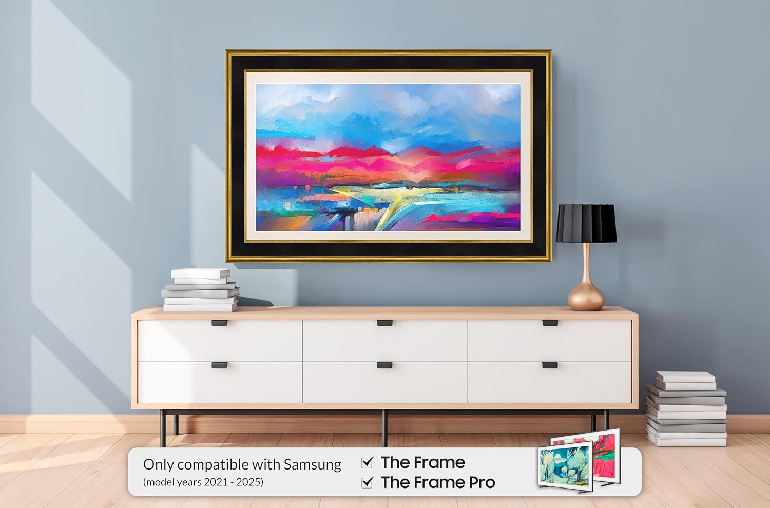 Antique Gold & Black 55' Premiere Deco TV Frame - Compatible ONLY with Samsung The Frame TVs (Fits 2021-2026, LS03A, LS03B, LS03C, LS03D, LS03FA)