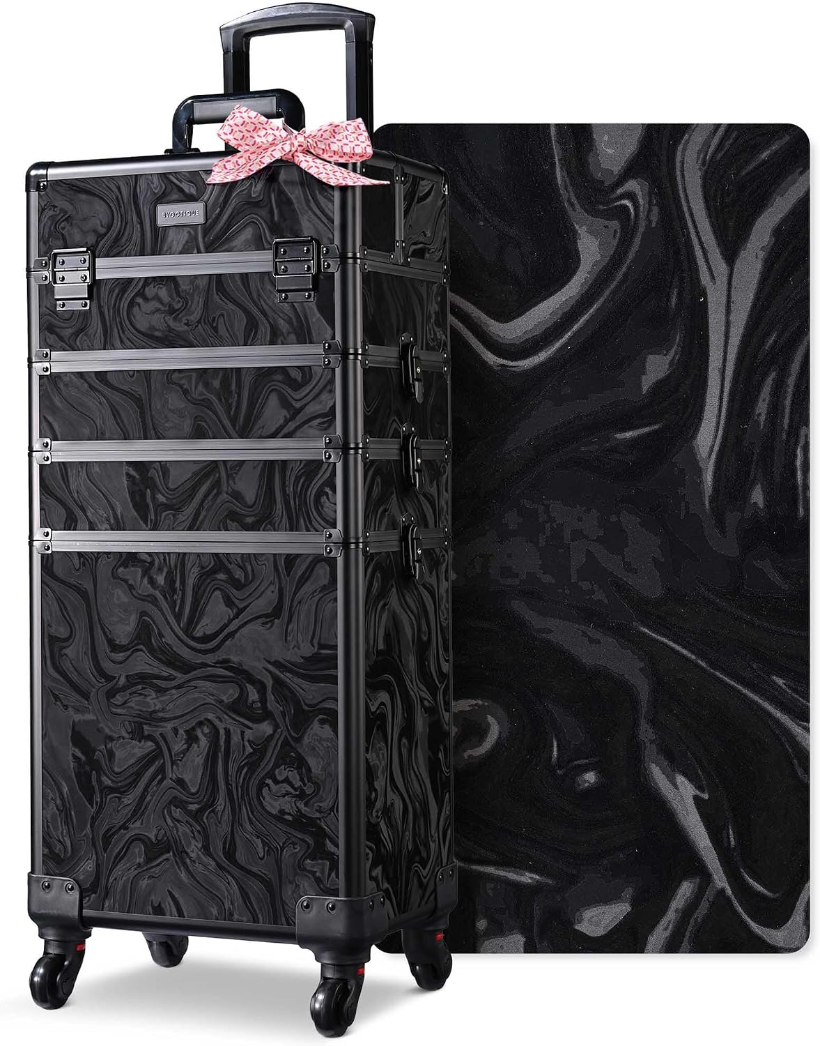 BYOOTIQUE Rolling Makeup Train Case on Wheels 4in1 Cosmetology Profesional Travel Cosmetic Bag Lockable Organizer Box for Hairstylist Artist Nail Beauty Salon Barber,CoyoteButtes Shadows