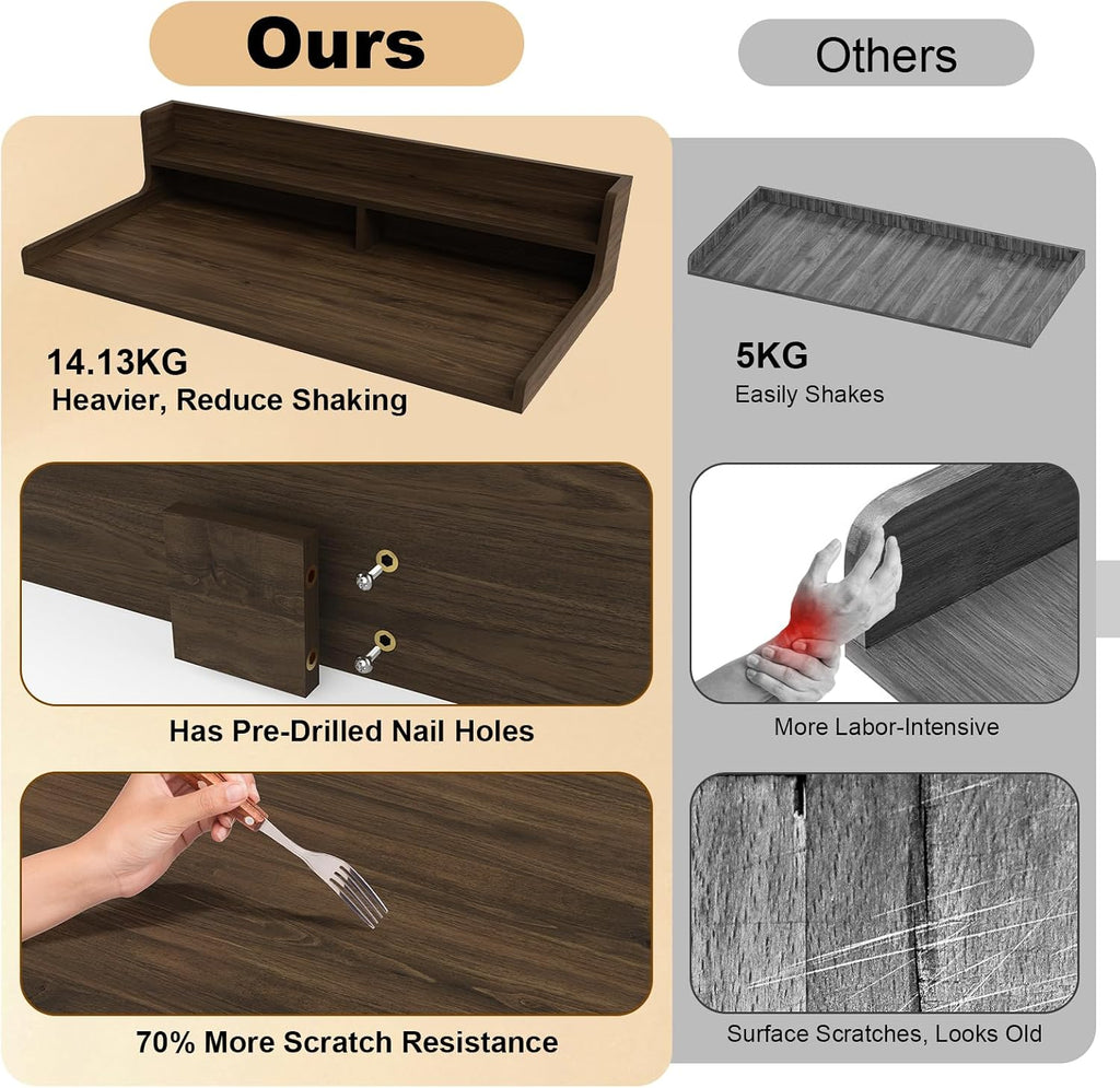 Washer Dryer Countertop, 54' x 27.55' 2-Tier Washer Dryer Topper with Edge, for Laundry Room Organization Walnut Brown