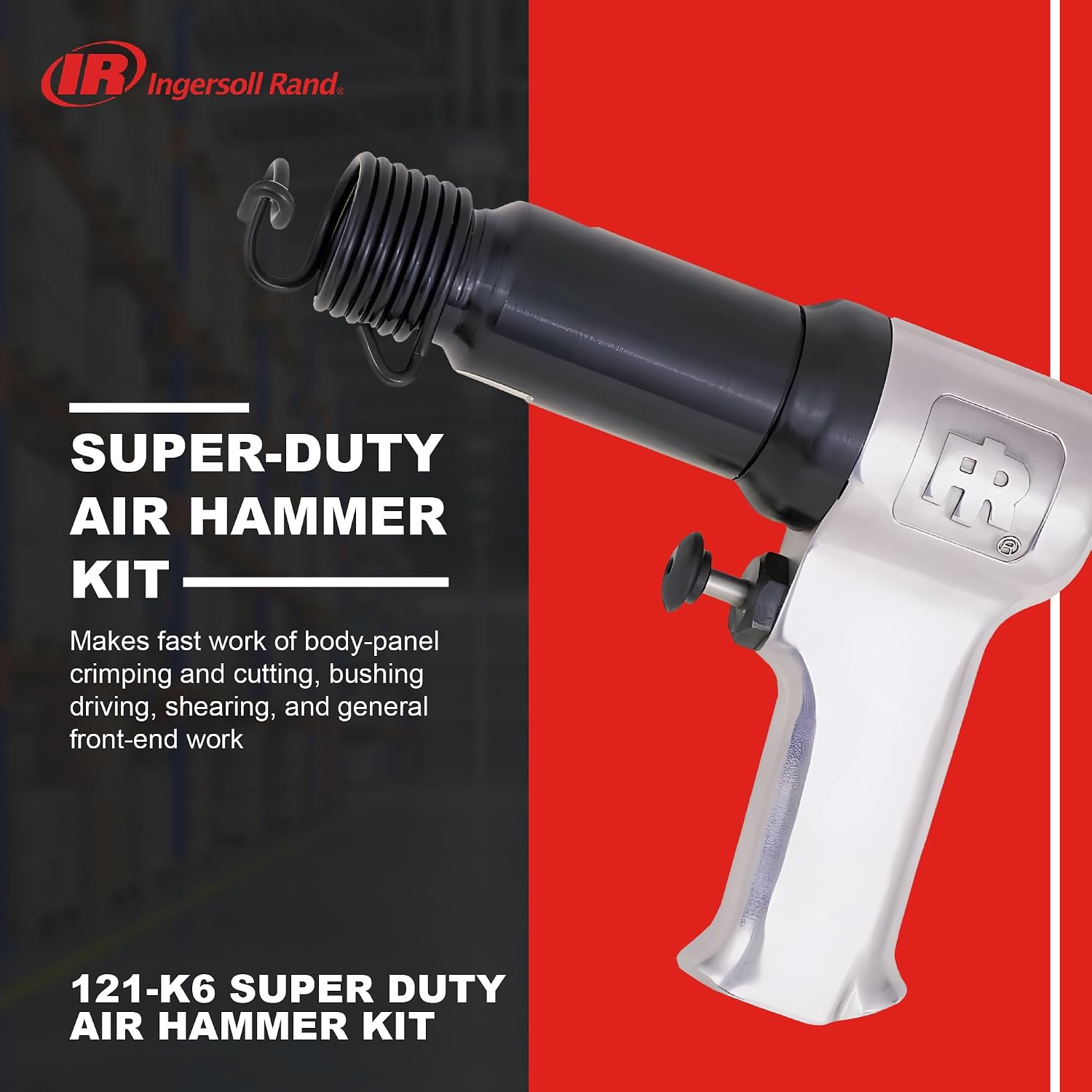 Ingersoll Rand 121-K6 Super Duty Air Hammer Kit, 121/Q Tool Plus 6 PC Chisel Set with Storage Case, Touch Trigger for Max Control, 3000 BPM