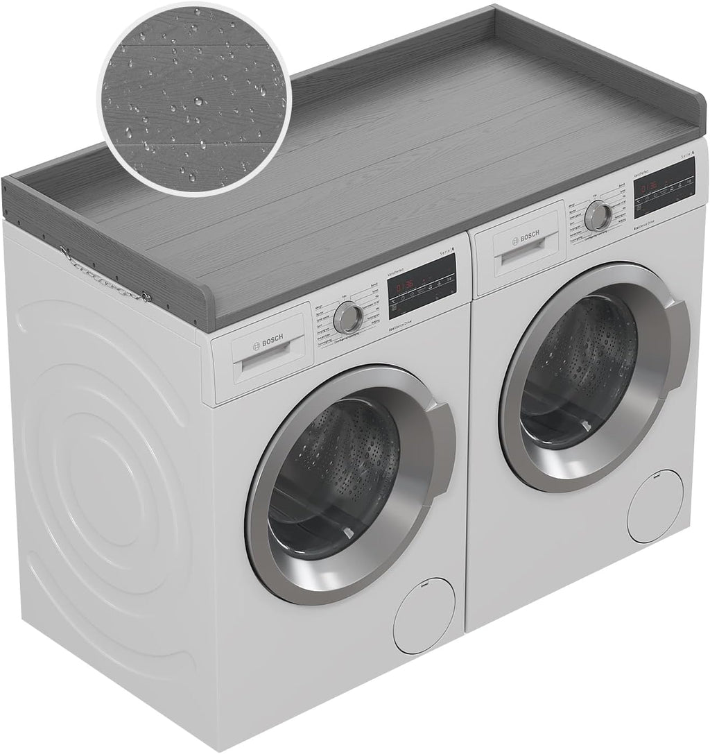 No-Installation HDPE Washer Dryer Countertop, Washer and Dryer Topper Covers for The Top, Laundry Countertop Laundry Room Organization No Water Leakage Grey