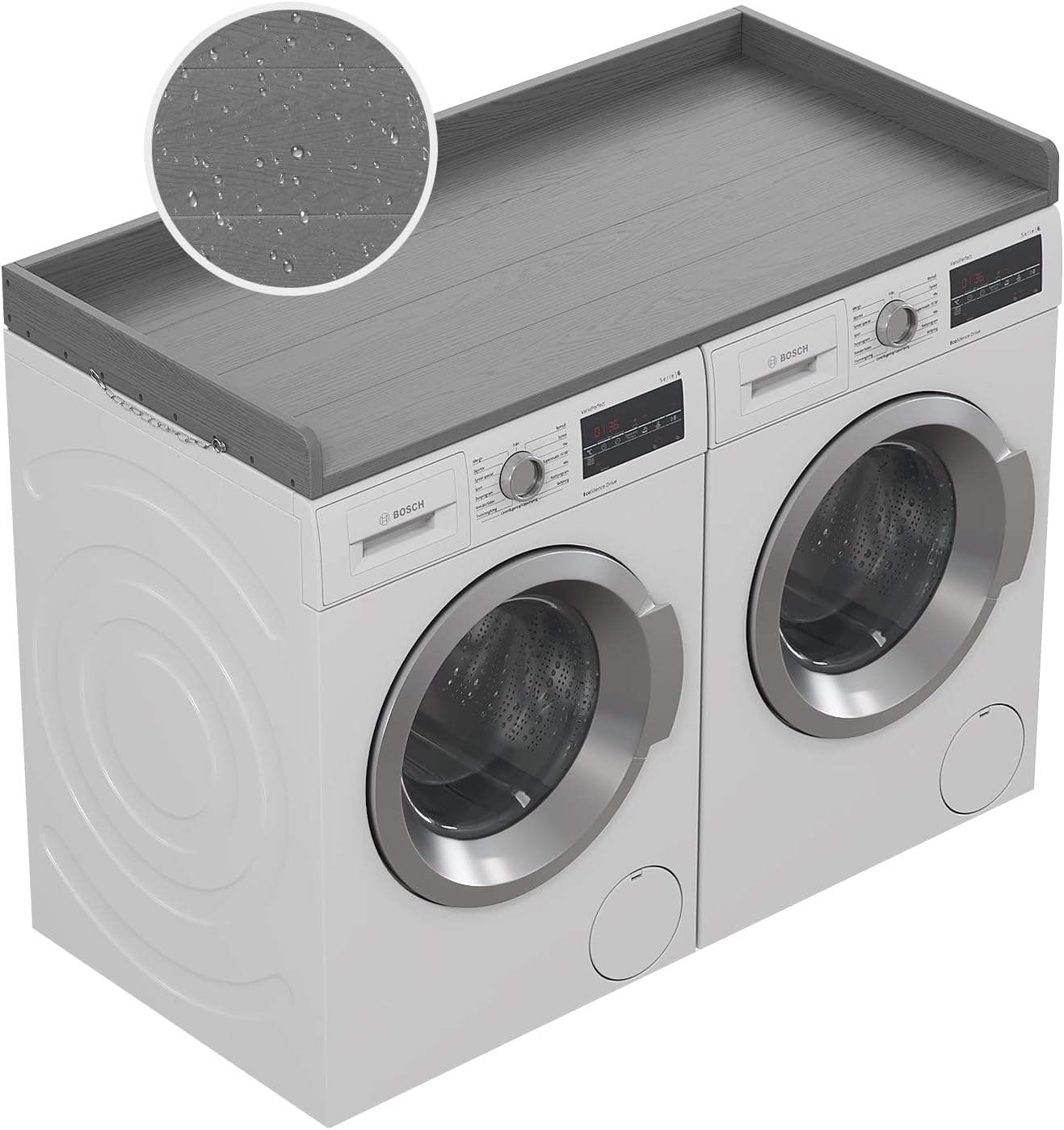 No-Installation HDPE Washer Dryer Countertop, Washer and Dryer Topper Covers for The Top, Laundry Countertop Laundry Room Organization No Water Leakage Grey