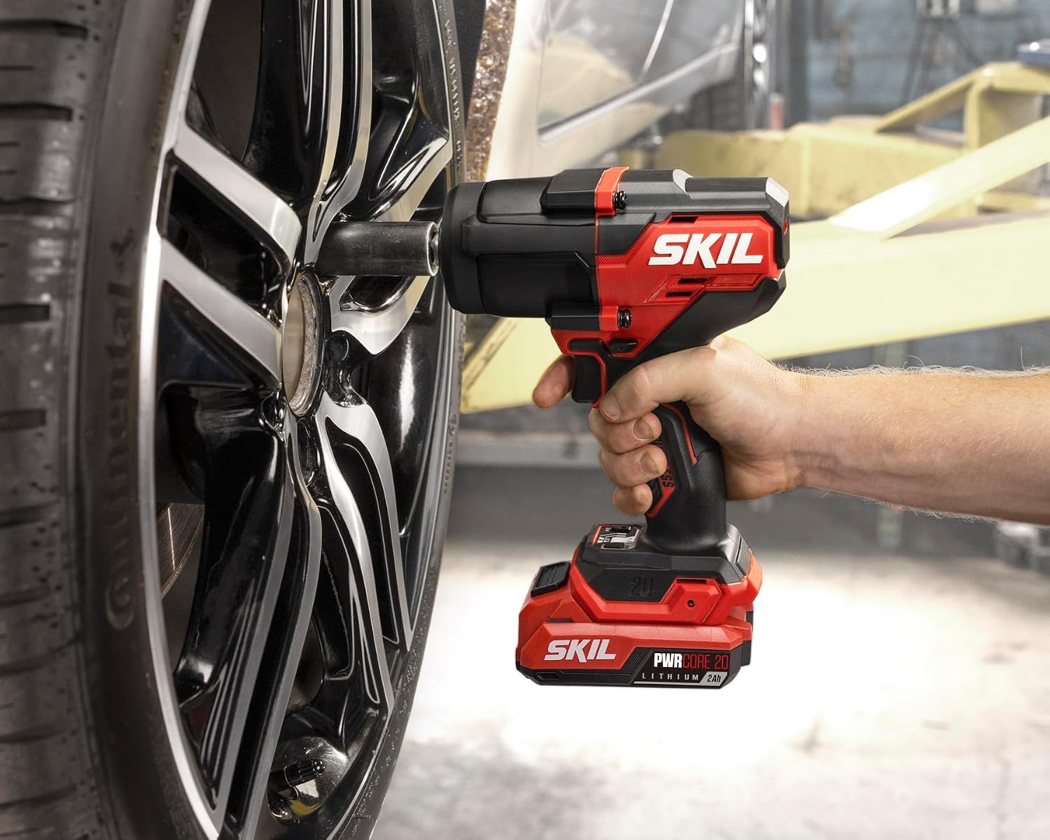 SKIL PWR CORE 20 Brushless 20V 1/2-Inch Mid-Torque Impact Wrench with Three Speed Selection, Includes 2.0Ah USB-C Battery and 45W USB-C Charger - IW5761B-1C