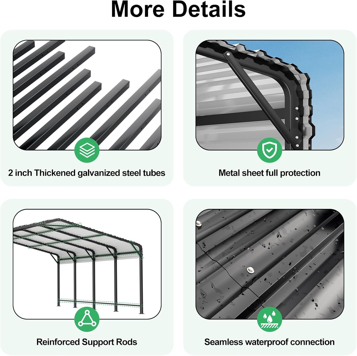AirWire 20x20 FT Metal Carport with Heavy Duty Carport Canopy, Car Port with Reinforced Base and Five Canopy Beams, 2 Car Garage Shelter for Car, Boats and Truck