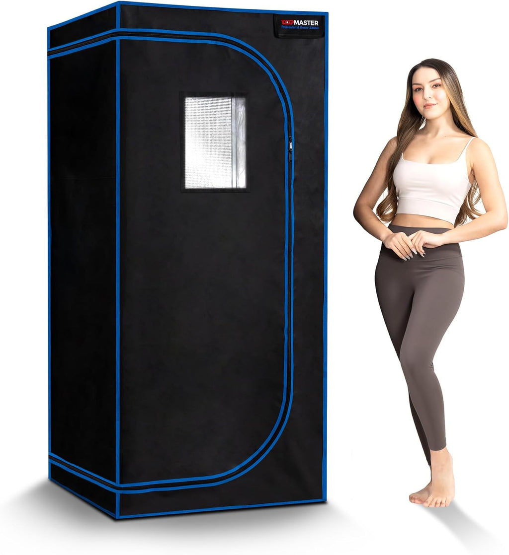 TopMaster Foldable Sauna Infrared, Portable Sauna for Home, Sauna Tent Sauna Box, Indoor Portable Sauna, Zip Up Sauna Room with 1300W Power, Max 140°F Sauna, Black