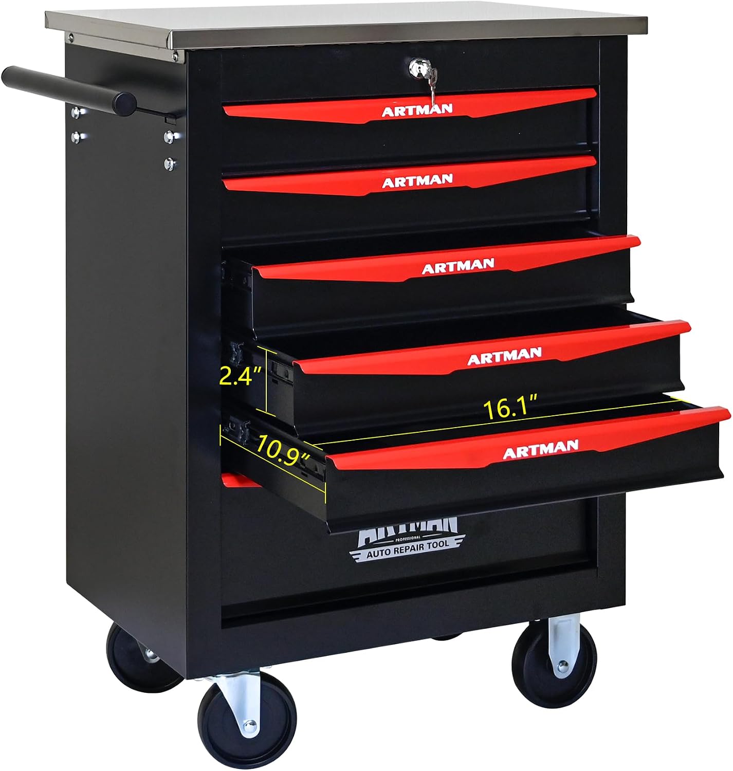 Campfun Tool Chest with Wheels 6 Drawers Rolling Tool Box, Metal Tool Cart with Extra 7 Tool Storage Boxes, Tool Chest Workbench Tool Storage Cabinet for Garage Workshop Warehouse Repair Shop