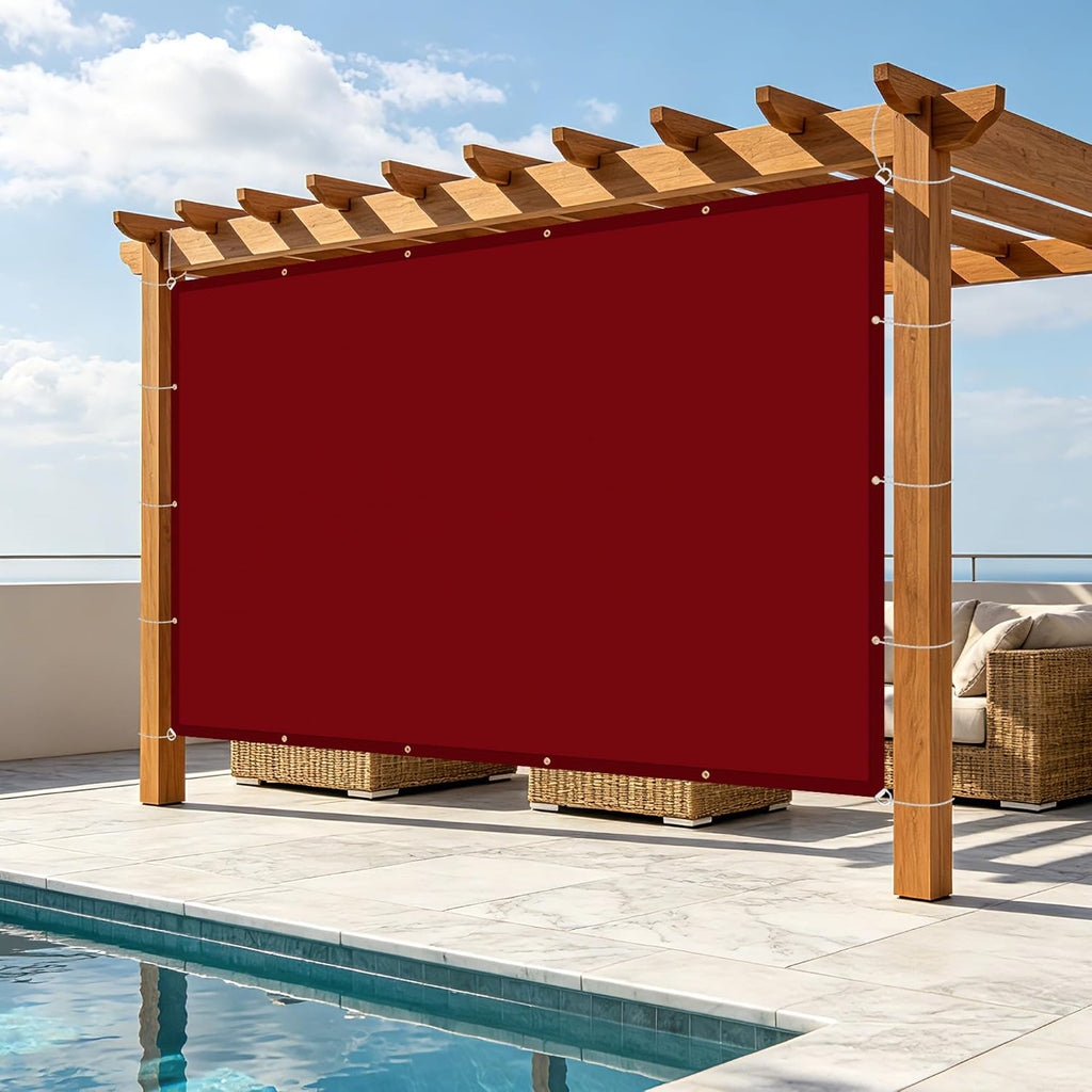 Windscreen4less 10' x 18' Waterproof Sun Shade Sail Straight Edge Outdoor Canopy Cover UV Block for Lawn Patio Backyard Garden Deck Pergola (Red)