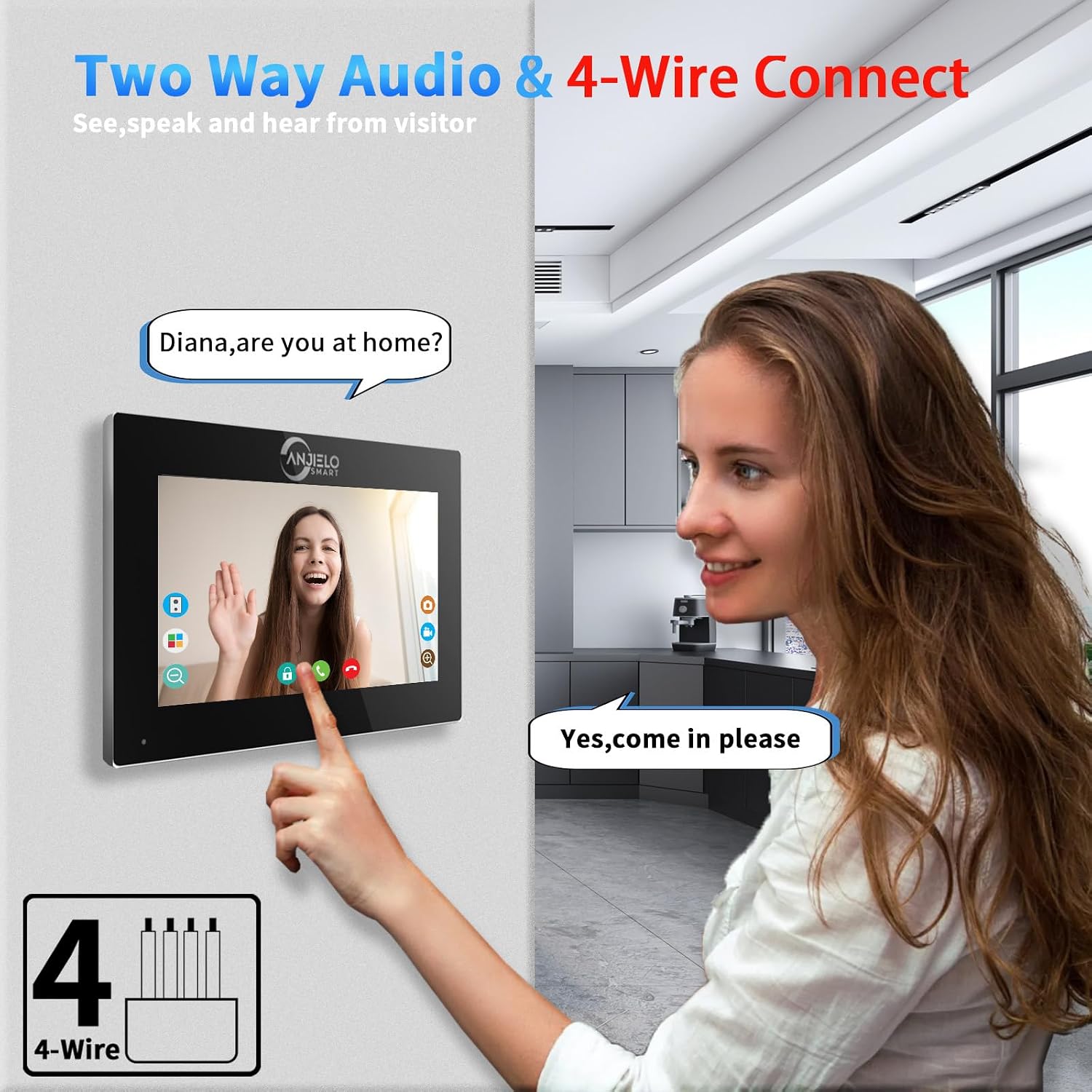 Wireless Video Doorbell Apartment Intercom with 1080P Video Entry Doorphone Door Camera (Wired),7 Inch Touch Monitor System,TUYA WiFi Smart Home Video Intercom Door Phone Kits for Villa Home
