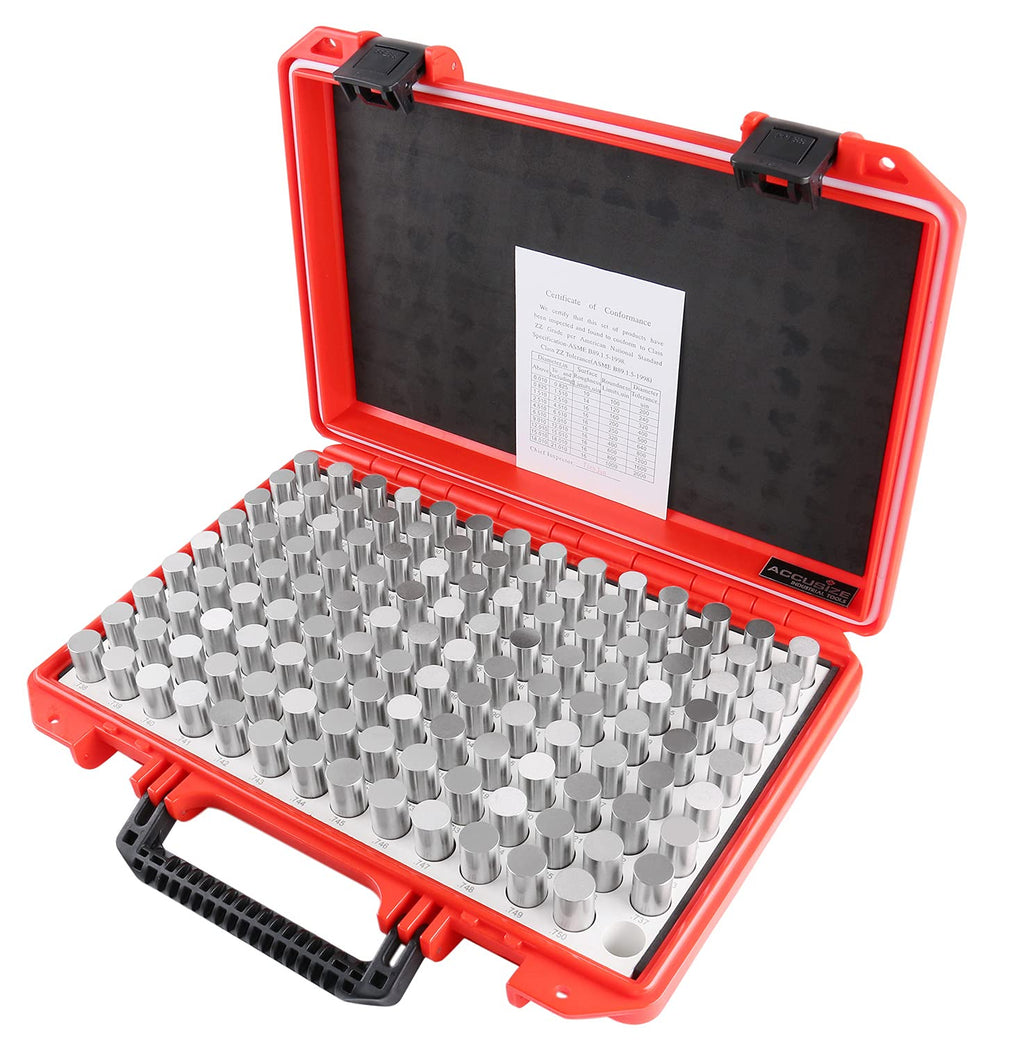 Accusize Industrial Tools 0.626''-0.750'', 125 Pcs Steel Plug Pin Gauge Set, Minus, Class Zz, M4(-)