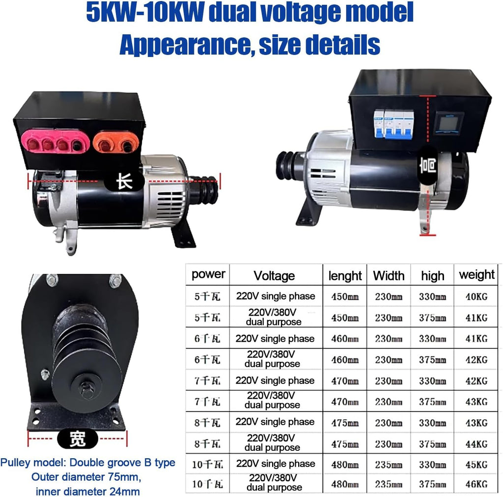 Portable Power Gas & Diesel Generator 5-10kW For Home Use – 220V Single Phase, Copper Coil With Junction Box(6KW)