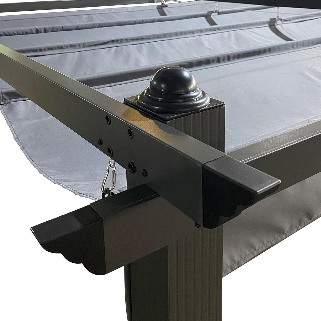 Retractable Pergola Canopy Waterproof, Pergola Replacement Canopy for 10x10 FT Pergola, Durable and Sun-Protection Pergola Shade Cover for Shade and Rain (Gray)