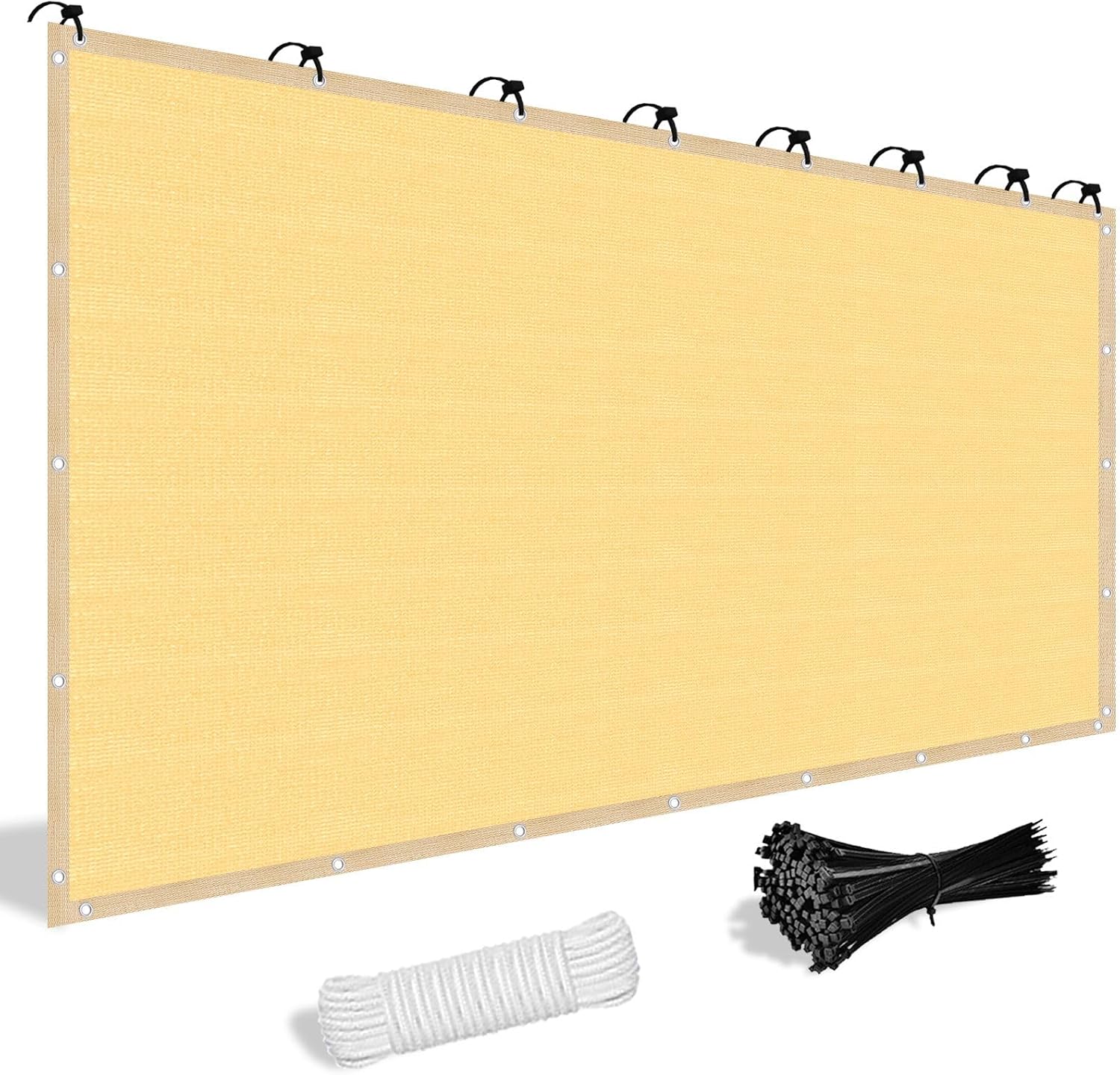 Shade&Beyond Customized Size 12' X 20' Shade Cloth with Grommets, 90% UV Protection Pergola Shade Cover Mesh Tarp Sun Screens for Patio GN09, Sand
