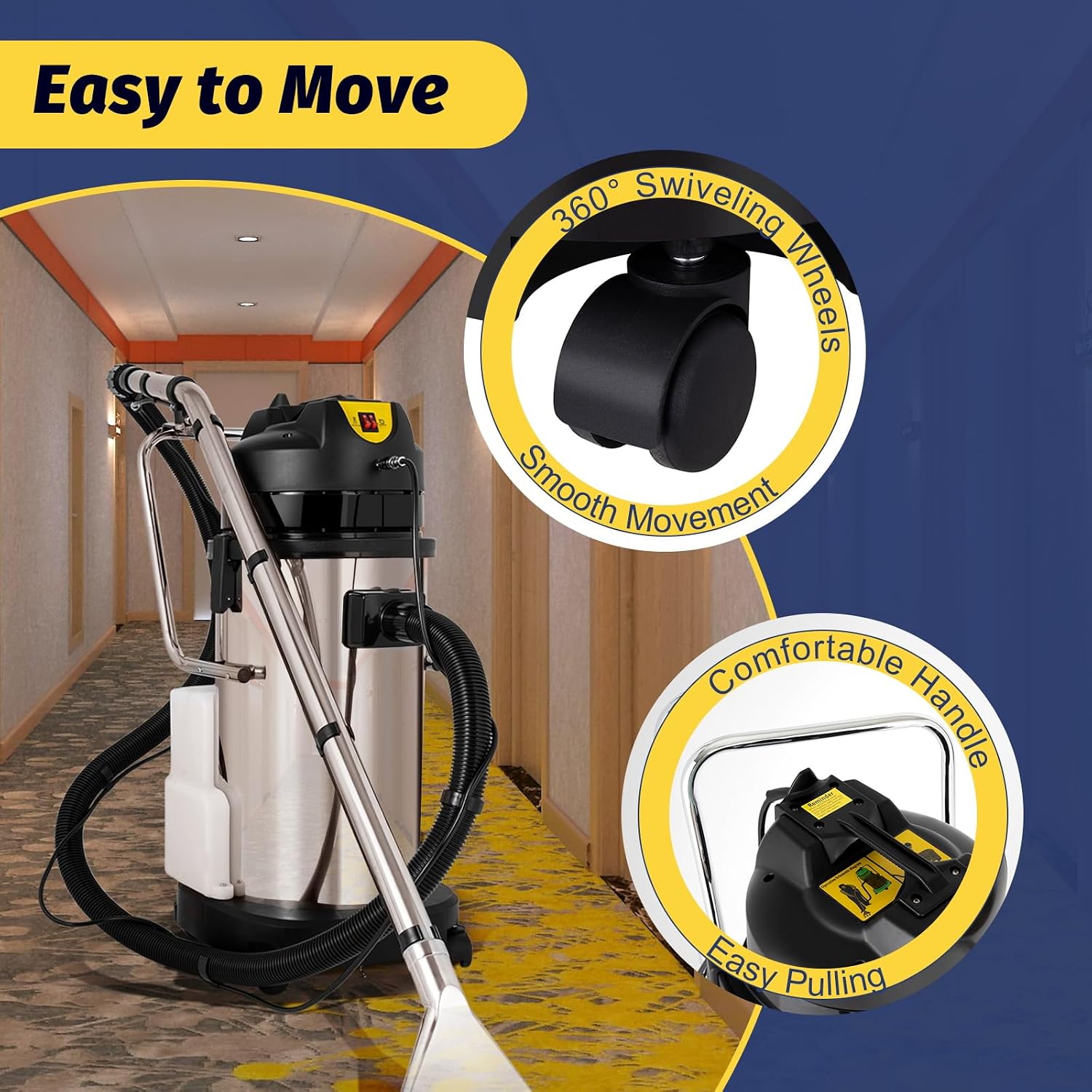 40L/11Gal Commercial Carpet Cleaner, 110V 1034W 3 in 1 Multi-Purpose Wet Dry Vacuum Cleaner Portable Carpet Cleaning Machine w/Circulating Air Cooling Systems for Hotels, Guesthouses (Two Packages)