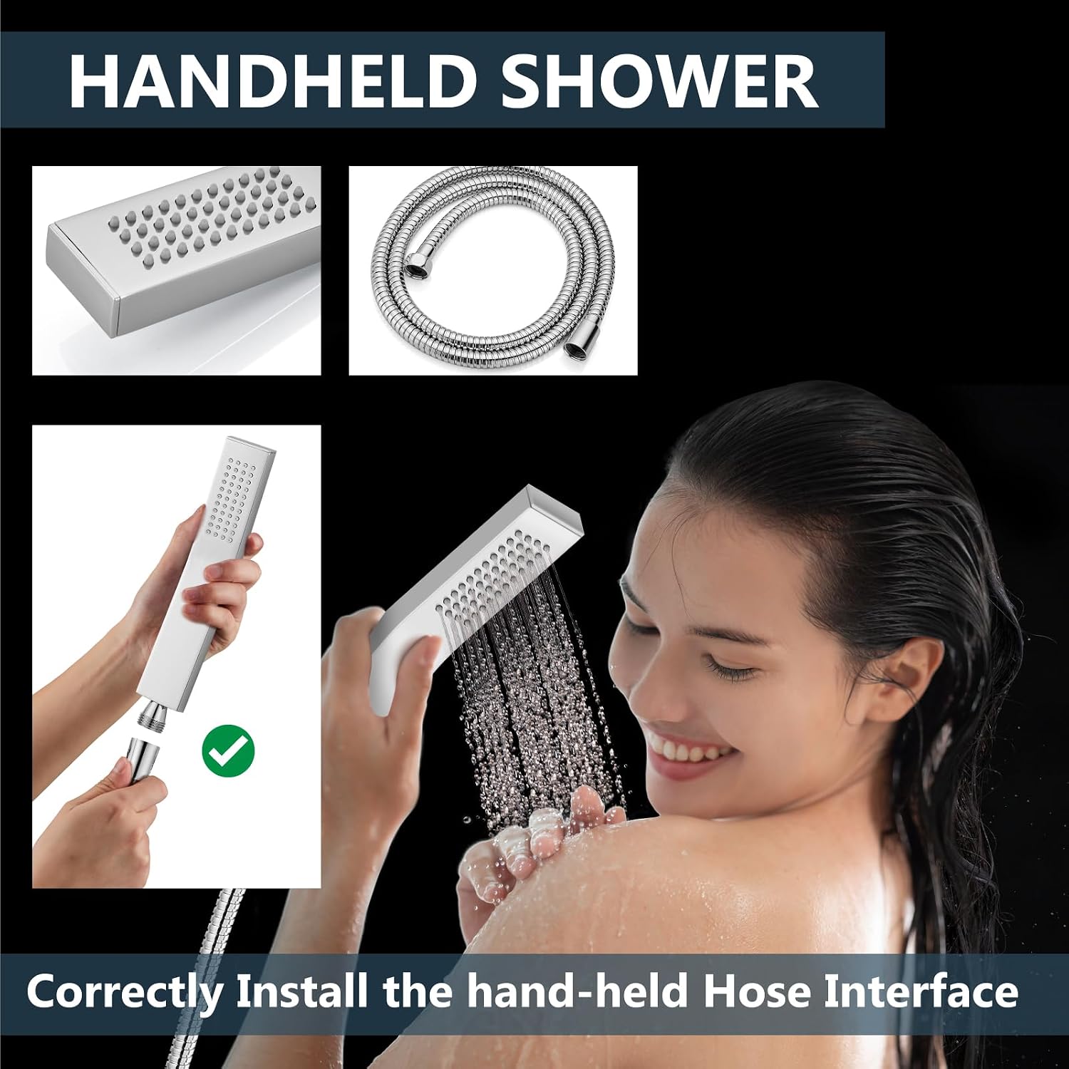 Aolemi Shower Faucet Set Rain Shower System with Handheld Spray Bathroom Shower Combo Rough-in Valve and Shower Trim Kit Included Polish Chrome 8 Inch Wall Mount Shower Head