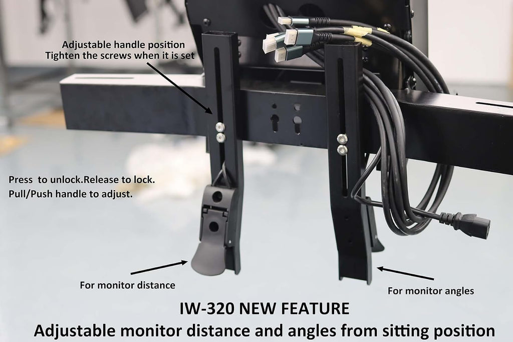 IW-320 Zero Gravity Computer Gaming Chair Reclining Workstation(5-Monitor Brackets, Leather Seat, Black)