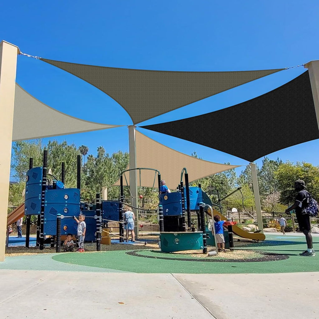 Sun Shade Sail Waterproof,UV Block Khaki Triangle 12' x 12' x 12' Shade Sails,for Outdoor Pergola Carport Awning Yard Activities