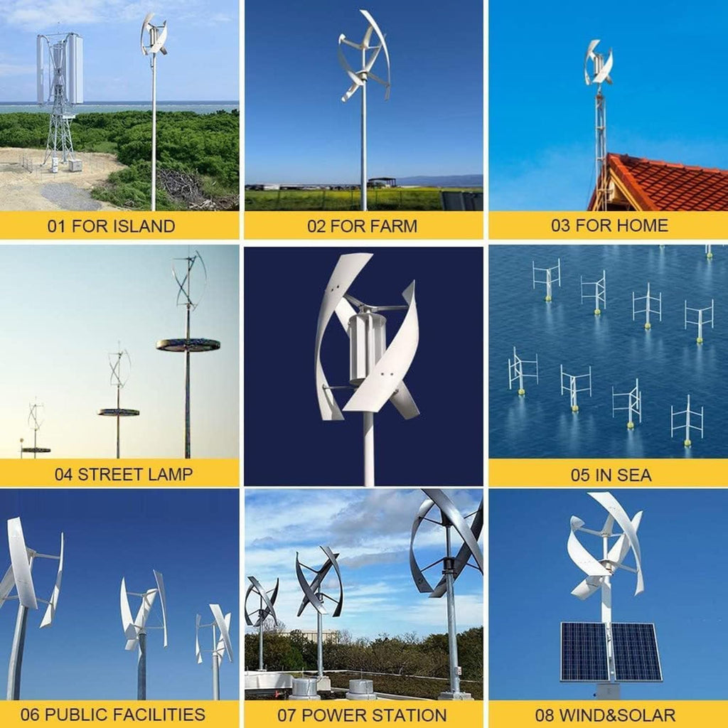 Vertical Wind Turbine Generator for Home 12V 24V 48V 220V with MPPT Low Noise, energy efficient wind power for Farm Garden for Marine,RV,Home,Windmill Generator 15000W-220V