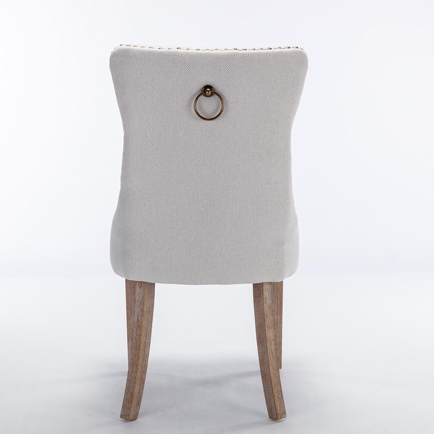 Ball & Cast Contemporary Upholstered Dining Chairs Set of 2, Button Tufted Kitchen Side-Chairs with Hang Ring & Nailhead Trims & Solid Wood Legs, 2-Piece Backrest Traditional Chair, Linen Beige