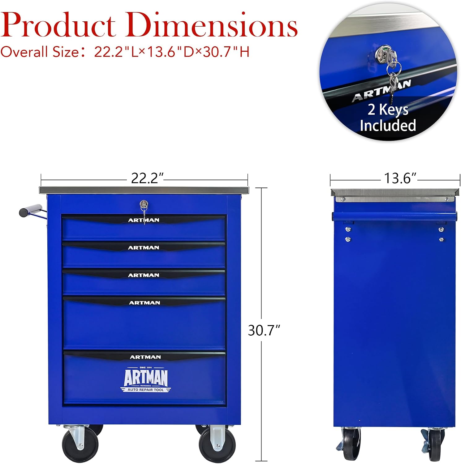 Campfun Tool Cart on Wheels 5 Drawers Rolling Tool Chest Workbench, Metal Tool Cabinet with Extra 7 Tool Storage Boxes, Tool Chest Combo Portable Mechanic Tool Cart for Garage Workshop Warehouse