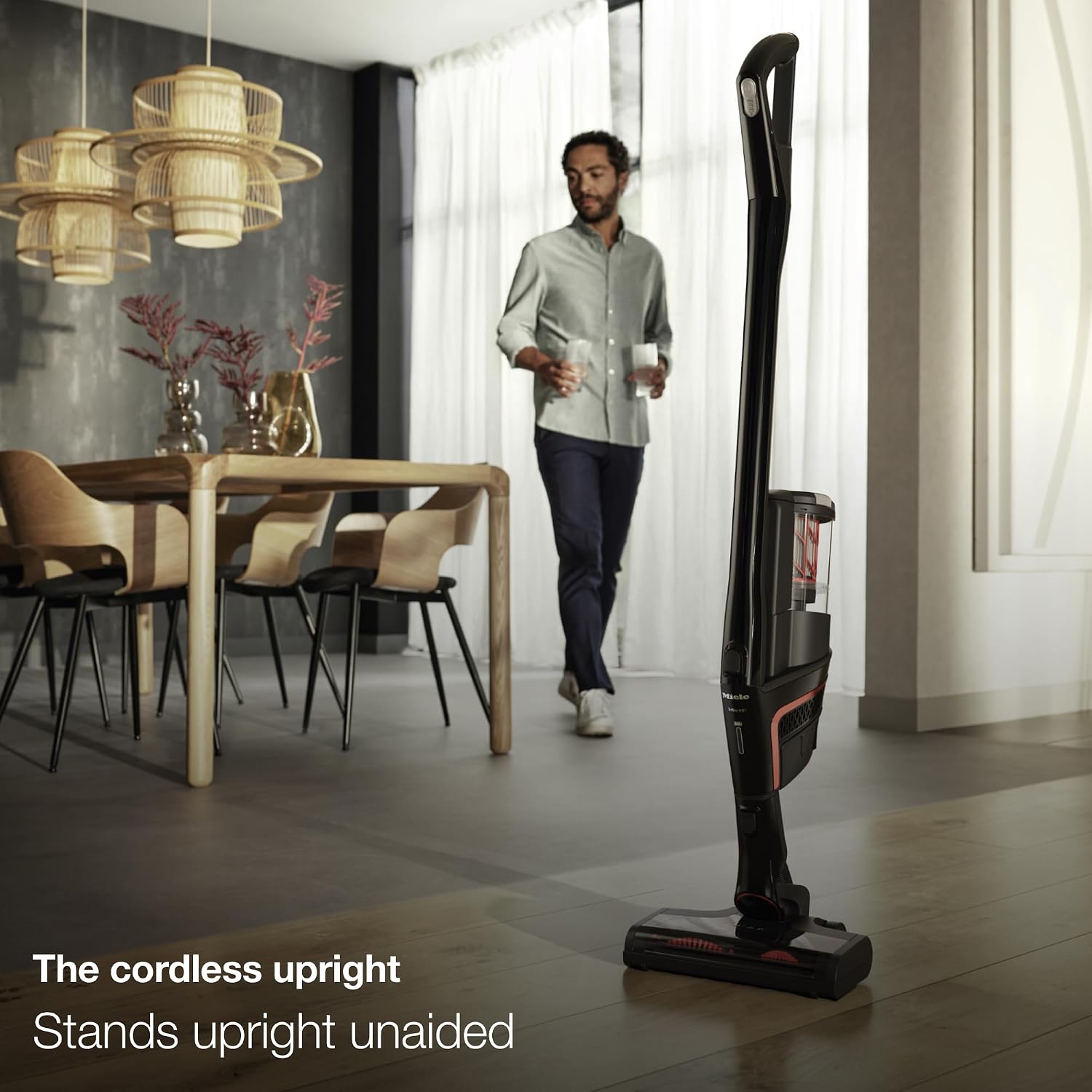 Miele Triflex HX1 Plus Self-Standing Cordless Stick Vacuum Cleaner, 60 min runtime, Obsidian Black / Red