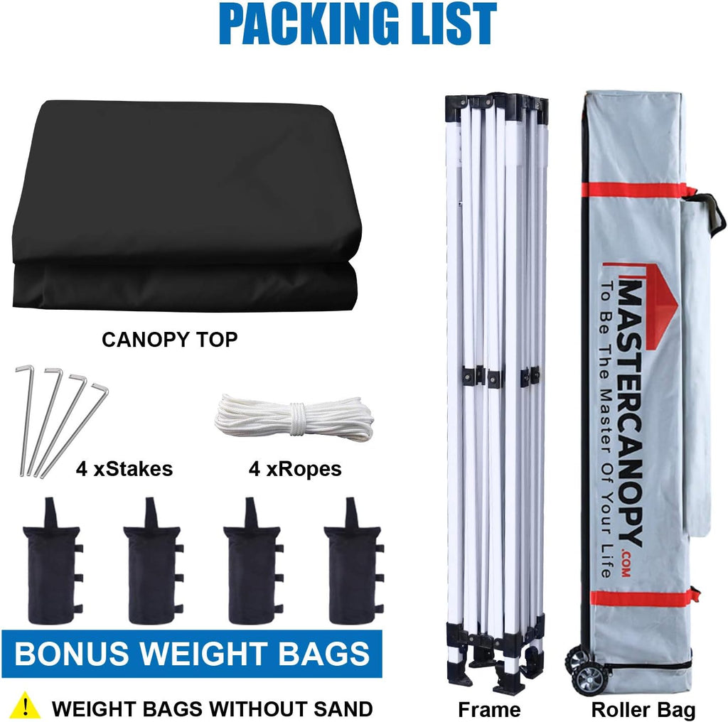 MASTERCANOPY Pop Up Canopy Tent Commercial Grade Instant Shelter (8x8, Black)